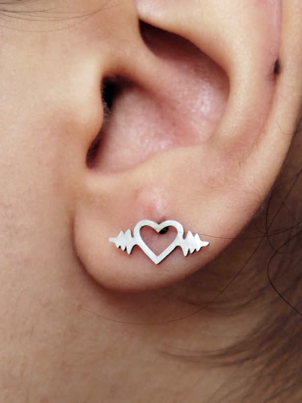 نیم ست گوشواره و گردنبند زنانه استیل طرح نبض و قلب
