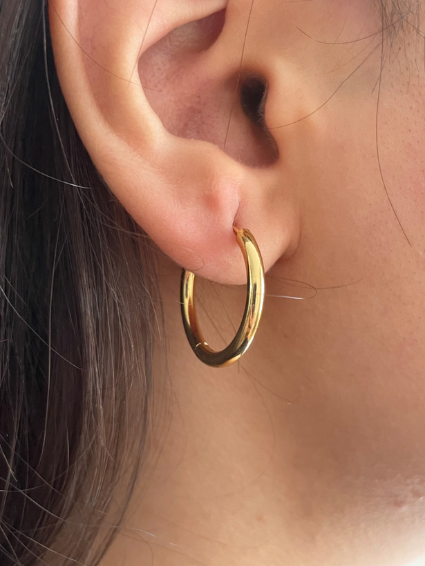 گوشواره استیل ضد حساسیت حلقه ای رنگ ثابت